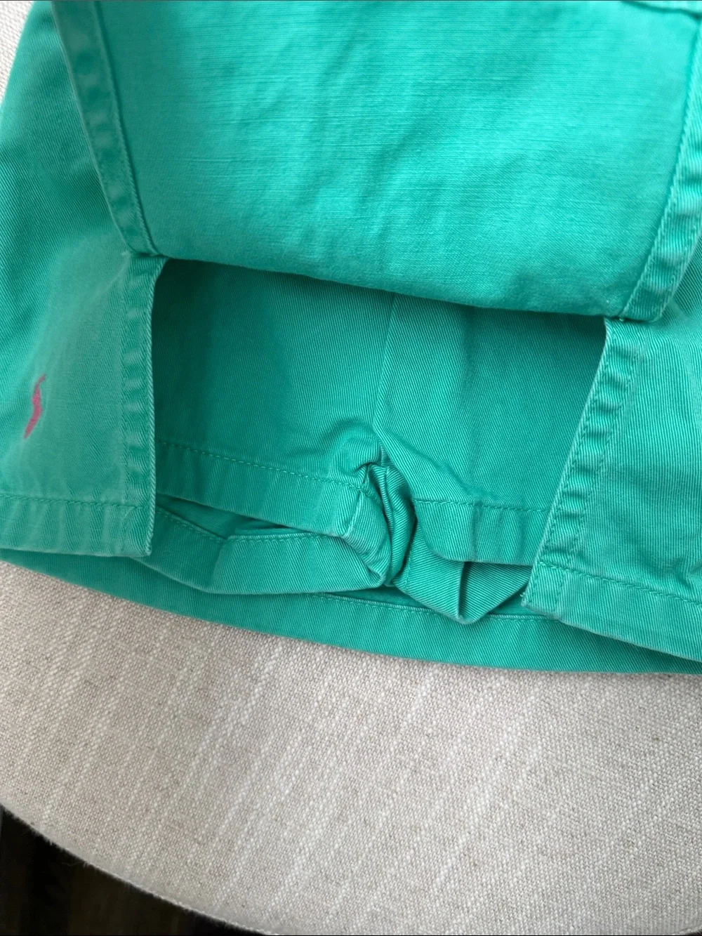 Ralph Lauren Green Toddler Knit Skort with Pink Striped Belt - 12 months